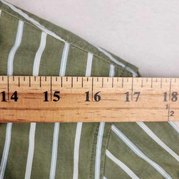 Hollister Men's Cotton Stiped Button Down Shirt SZ XL Green/White EUC - Picture 13 of 16